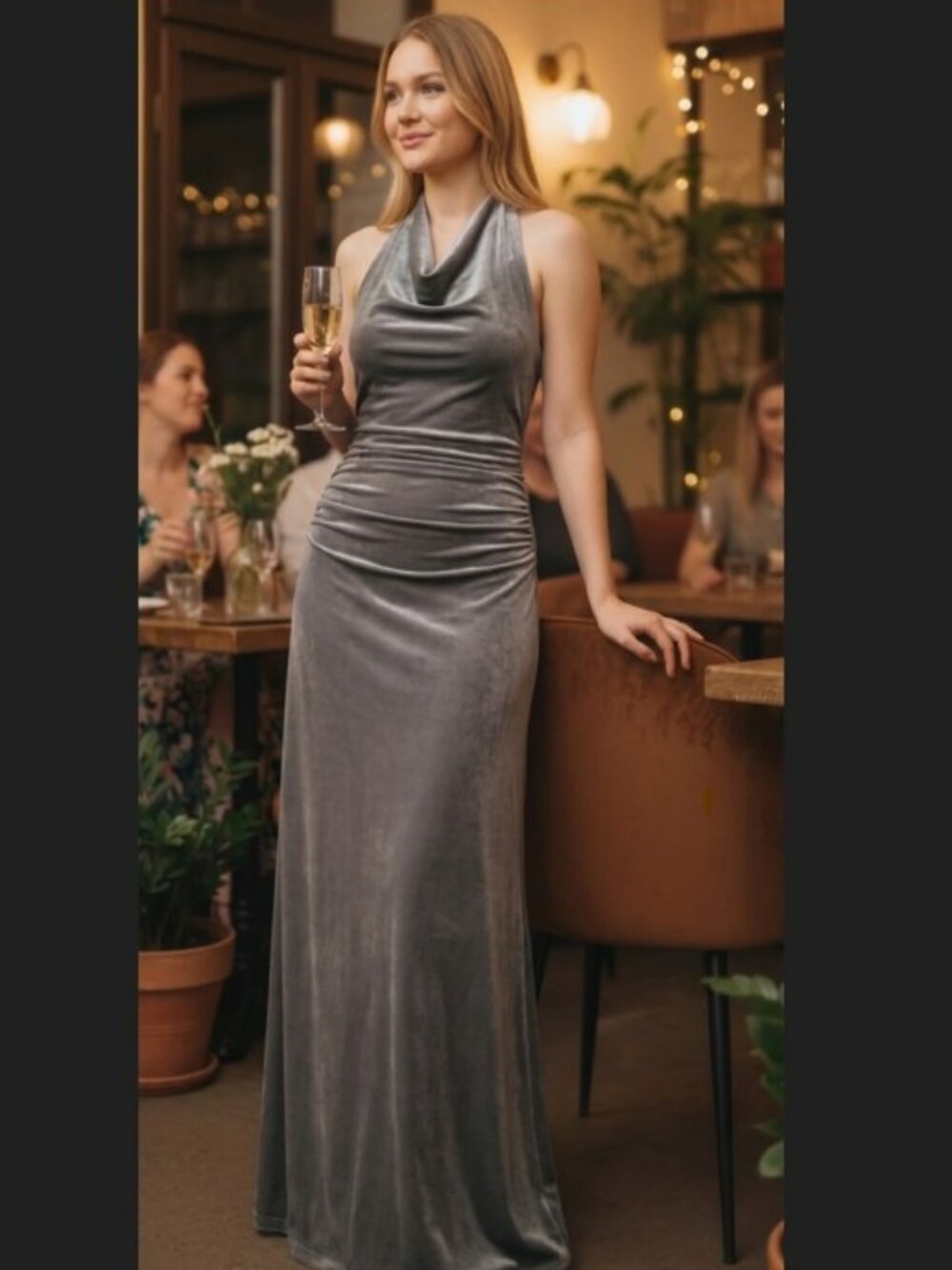 Reformation Jazlyn Maxi Dress Silvery Gray Velvet Special Occasion Sz Large